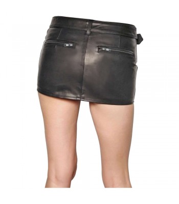 Women Gothic High Waist Mini Skirt Genuine Lambskin Fashion Leather Club Short 